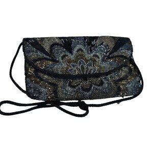 Vintage Carla Mitch Handmade Beaded Evening Bag Purse Art Deco Retro Stylish